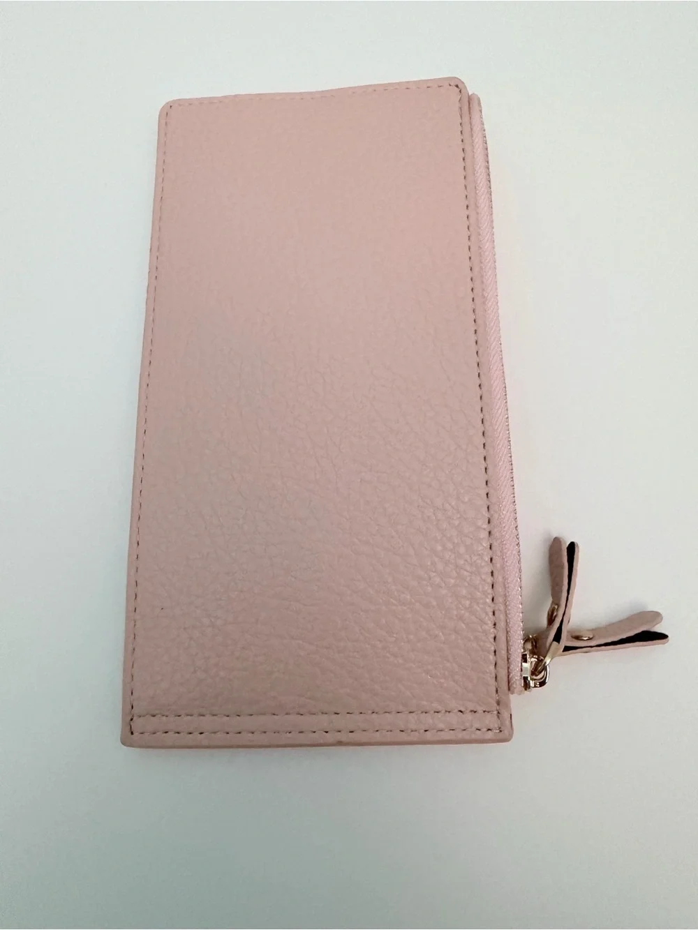 VILA Blush Pink Zip Wallet with Gold Accent